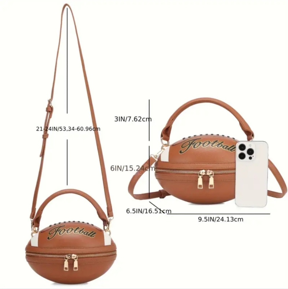 Large Pink Football Crossbody Purse - Picture 6 of 8